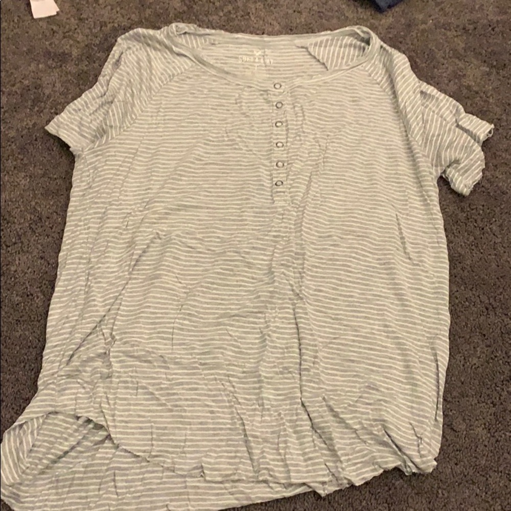american eagle button up t shirt